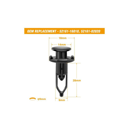 10X PIN PLÁSTICO CLIP AJUSTE CARRO RETENEDOR MOTOR REMACHE NEGRO