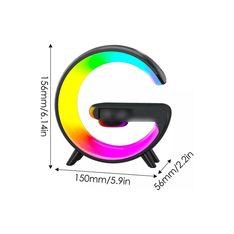 CARGADOR CELULAR INALAMBRICO RGB RELOJ SPEAKER BLUETOOH NEGRO