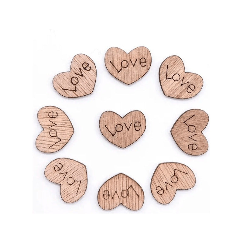 10X CORAZONES MADERA LOVE MANUALIDADES REGALOS ADORNOS CUTE CHOCOLATE 1 CM 4 CM