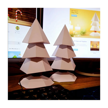 ARBOL NAVIDAD PAPERCRAFT ADORNO ECOLÓGICO PDF DIY DECORATIVO BLANCO