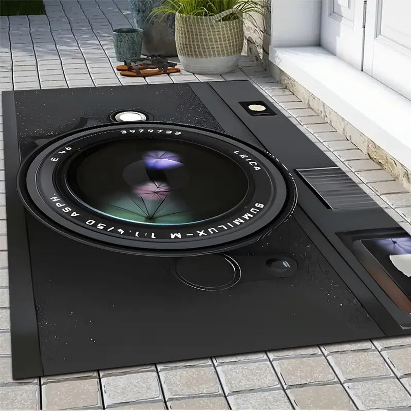 TAPETE ENTRADA DISEÑO CÁMARA CASA BAÑO COCINA ALCOBA ADORNO 60 CM 40 CM CÁMARA NEGRO