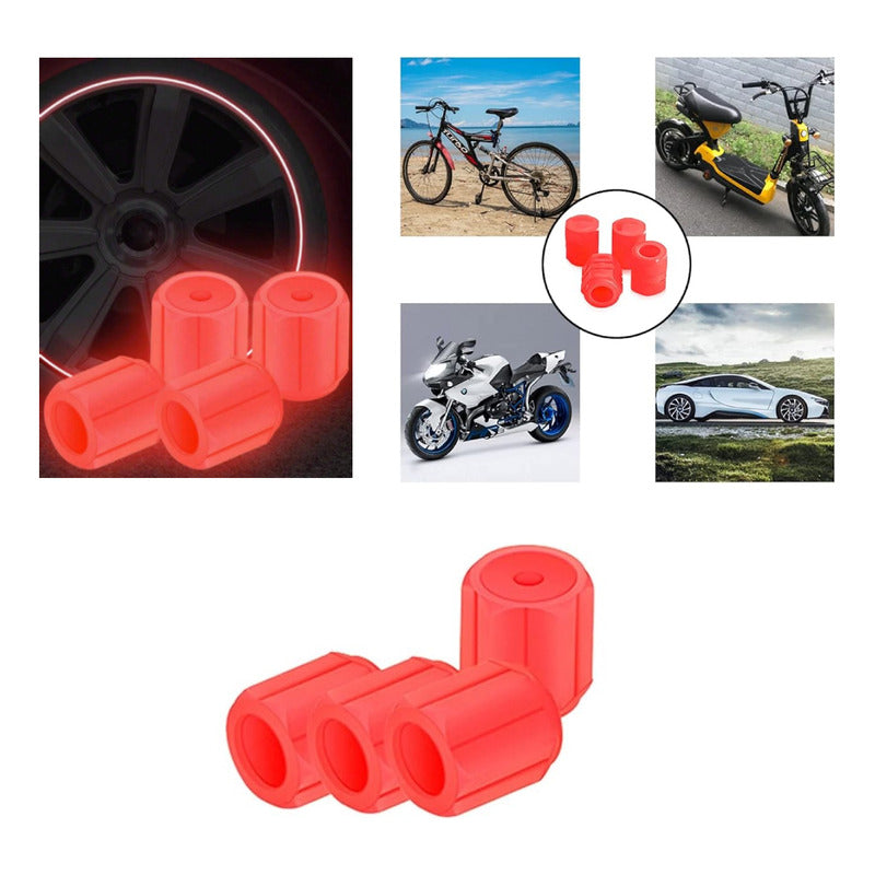 JUEGO TAPA VÁLVULA AIRE NEUMÁTICO LLANTA FLOURESCENTE BRILLA