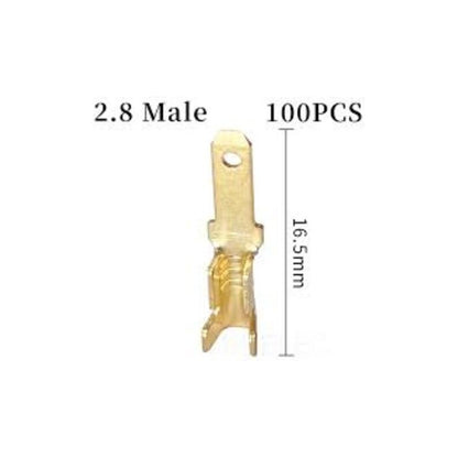 10X CONECTOR ENCRIMPADO 2.8 MACHO 16.5MM CONEXION ELECTRICO COBRE