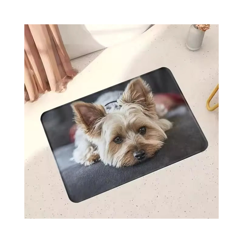 TAPETE ENTRADA CASA BAÑO COCINA ALCOBA PERRO YORKSHIRE 60 CM 40 CM ANIMAL PRINT CHOCOLATE