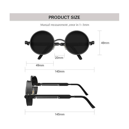 GAFAS SOL POLICARBONATO UV REDONDAS STEAMPUNK FASHION NEGRO REDONDO NEGRO