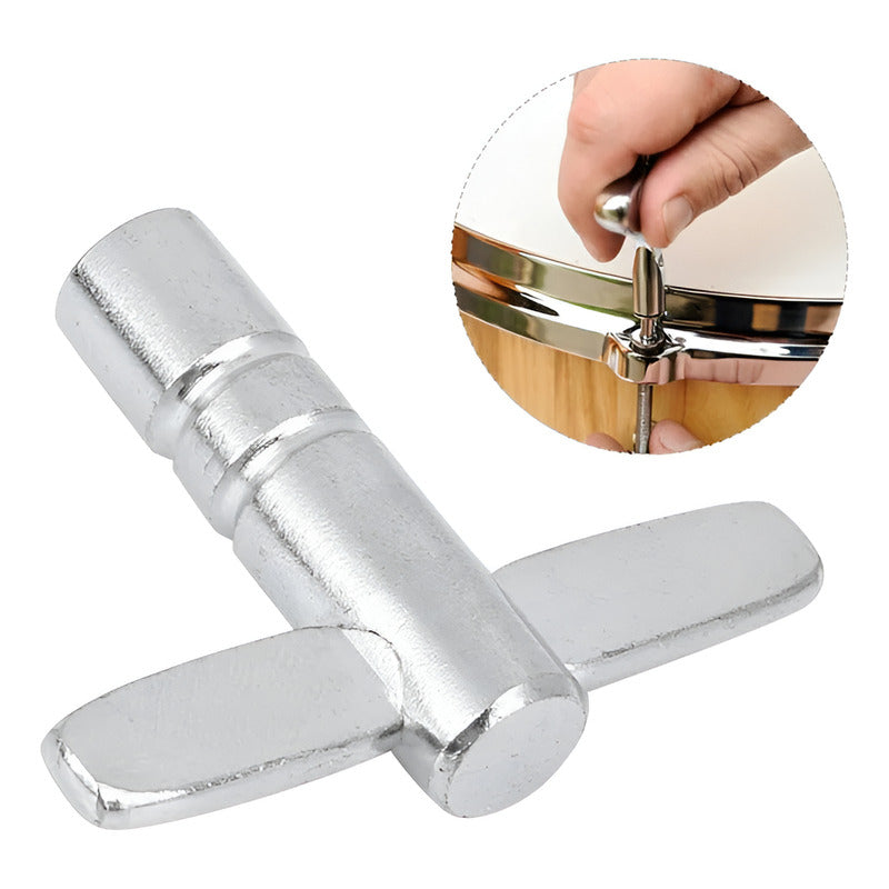 LLAVE AFINACIÓN UNIVERSAL BATERÍA ACÚSTICA REDOBLANTE CAJA PLATEADO