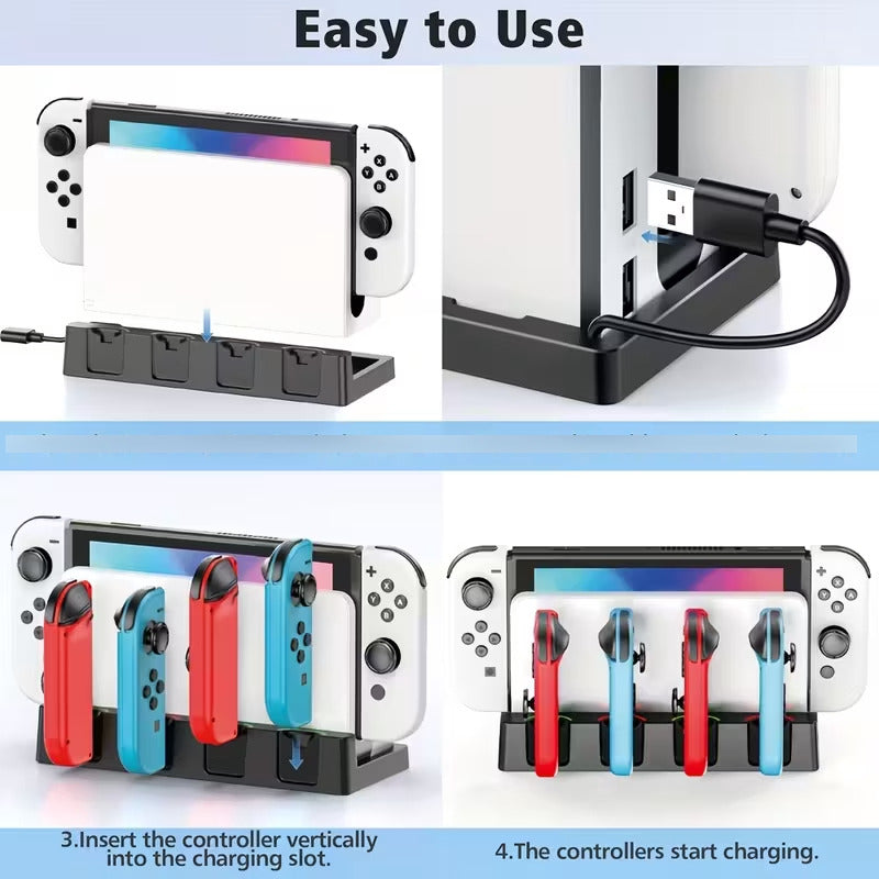 BASE CARGADOR 4X ESTACION PARA NINTENDO SWITCH JOY-CON OLED