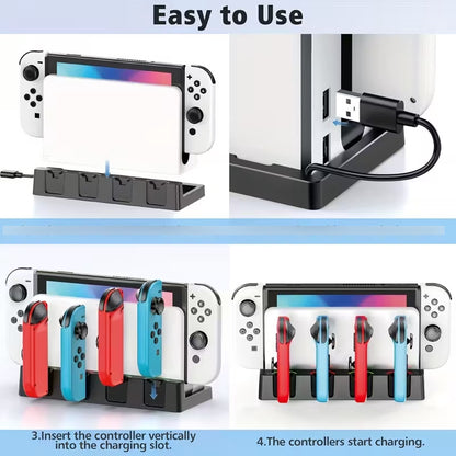 BASE CARGADOR 4X ESTACION PARA NINTENDO SWITCH JOY-CON OLED