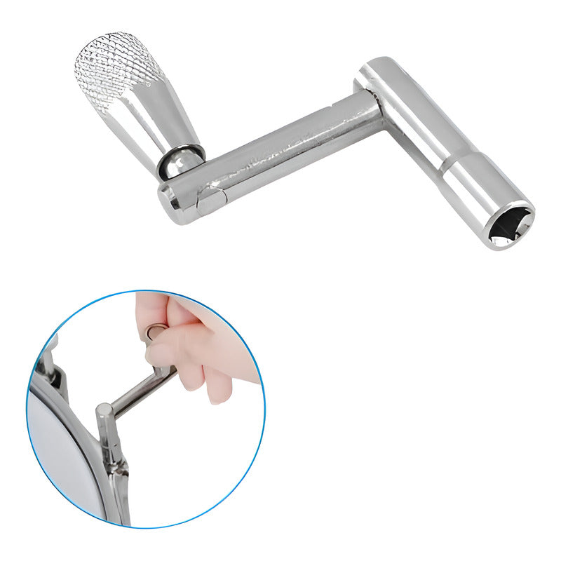 LLAVE AFINACIÓN UNIVERSAL BATERÍA ACÚSTICA REDOBLANTE CAJA PLATEADO