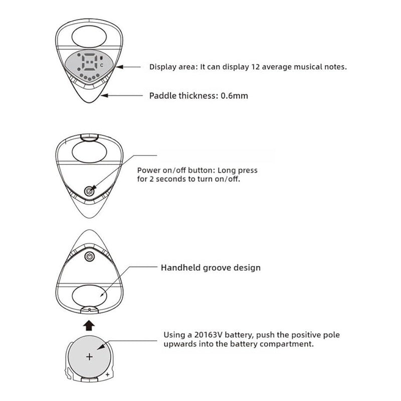 2 EN 1 PICK PÚA AFINADOR ELECTRÓNICO GUITARRA BAJO UKELELE BLANCO MEDIANO