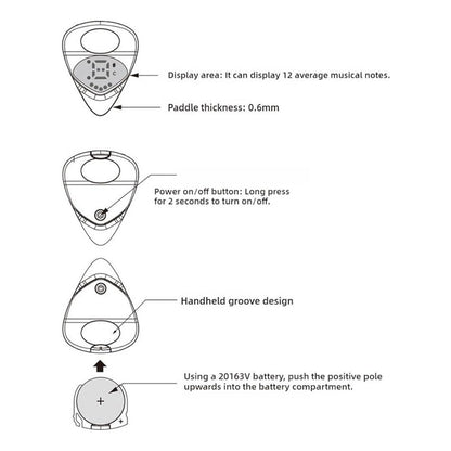 2 EN 1 PICK PÚA AFINADOR ELECTRÓNICO GUITARRA BAJO UKELELE BLANCO MEDIANO