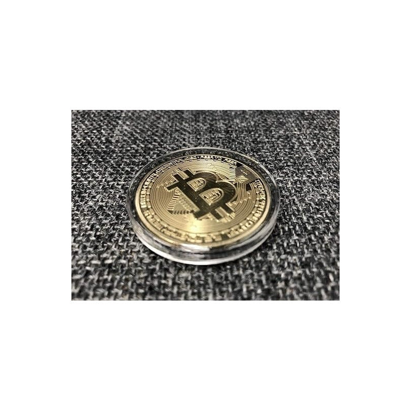 MONEDA BITCOIN COLECCIONABLE DORADA METÁLICA CRIPTO LUJO