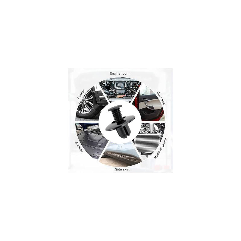 10X PIN PLÁSTICO CLIP AJUSTE AUTO REMACHE MOTOR RETENEDOR NEGRO