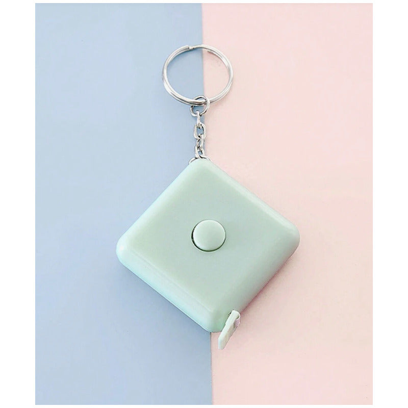 CINTA MÉTRICA CORPORAL RETRÁCTIL VERDE LLAVERO BOLSO CARTERA VERDE CLARO