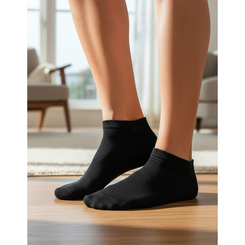 2X PARES MEDIAS TOBILLERAS NEGRAS CALCETINES NEGRO LISO 36-41