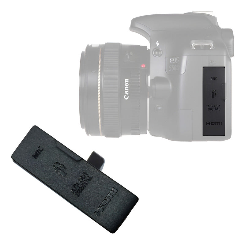 CUBIERTA TAPA COBERTOR GOMA CAUCHO CONEXIONES CANON 550D NEGRO