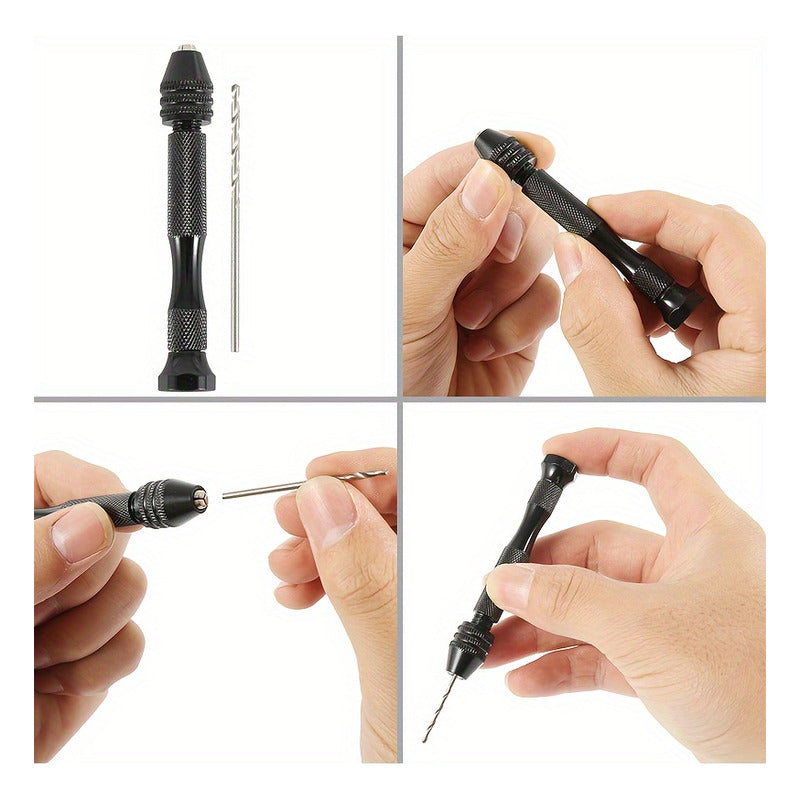 MINI TALADRO MANUAL 8 BROCAS MADERA MARQUETERÍA PLÁSTICO