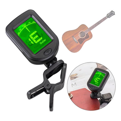 AFINADOR DIGITAL LCD GUITARRA CLIP 360° VIOLIN UKELELE NEGRO