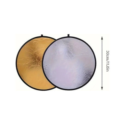 REFLECTOR PLEGABLE FOTOGRAFÍA 12 PULGADAS DORADO Y PLATEADO DORADO Y PLATEADO