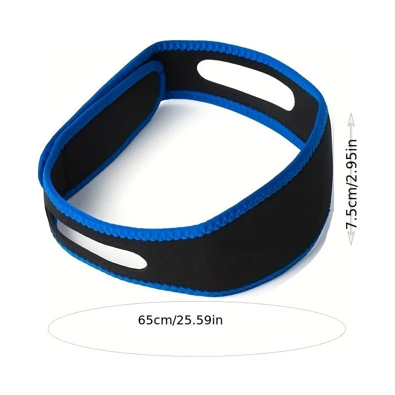 BANDA ANTI RONQUIDO APNEA DEL SUEÑO BARBILLA UNISEX DORMIR AZUL 65MM LARGO