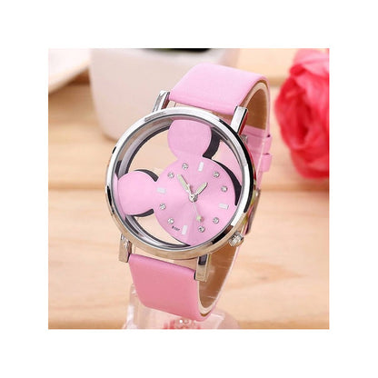 RELOJ NIÑA MUJER ROSA DISEÑO MINNIE REGALO ROSA PLATEADO ROSA