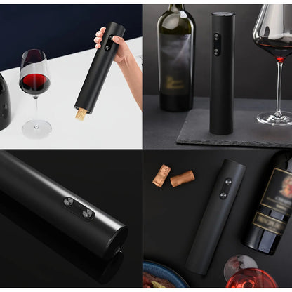 SACACORCHOS ELÉCTRICO AUTOMÁTICO VINO ABREBOTELLAS NEGRO