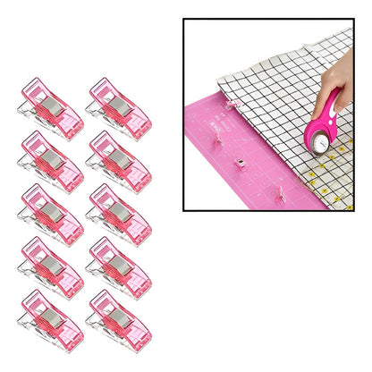 10X CLIPS PINZAS COSTURA TELA PAPELERÍA OFICINA MANUALIDADES ROSA