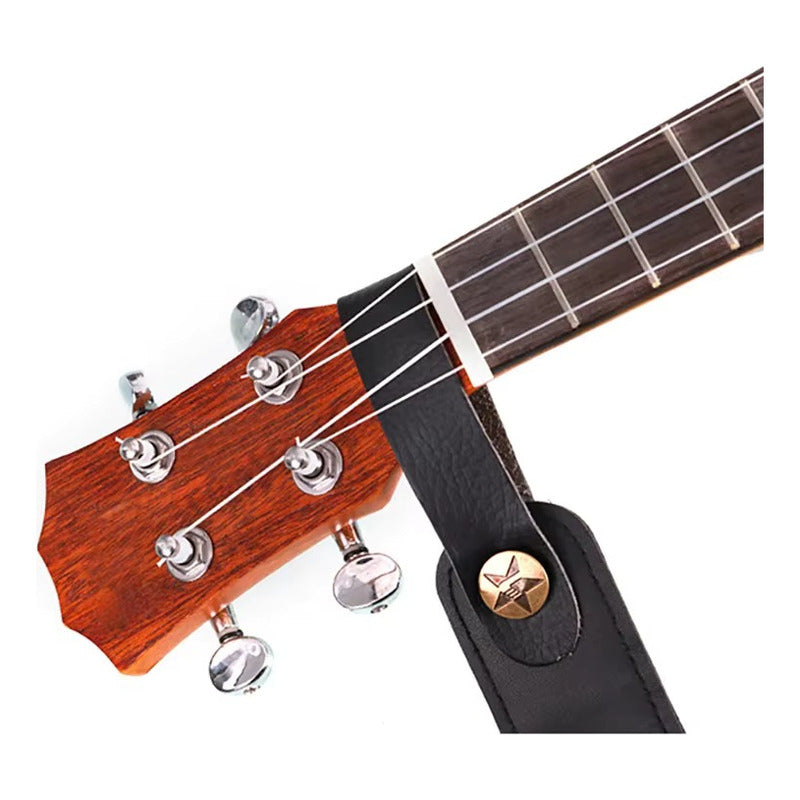 KIT SET CORREA GUITARRA 4 PUAS PICKS NEGRO NEGRO KIT 7 UNIDADES