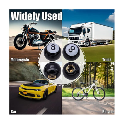 JUEGO TAPA VÁLVULA AIRE LLANTA CARRO MOTO BICI BOLA 8 BILLAR