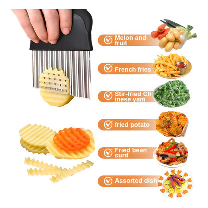 CORTADOR PAPAS RIZADAS VERDURAS FRUTAS ACERO INÓXIDABLE NEGRO