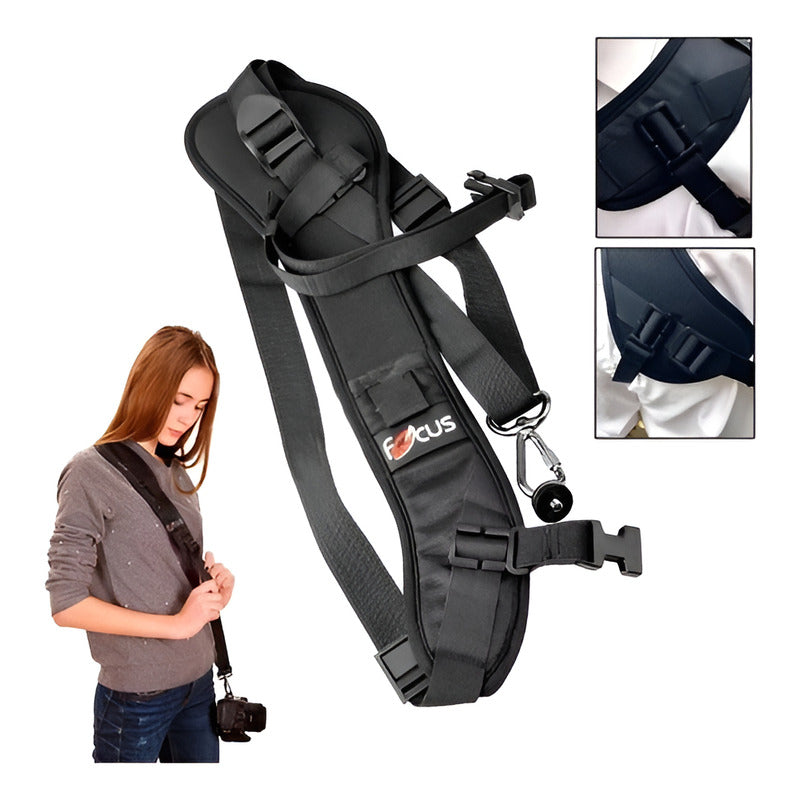 CORREA AJUSTABLE HOMBRO CAMARA DSLR PROFESIONAL ROSCA 1/4 NEGRO HOMBRO