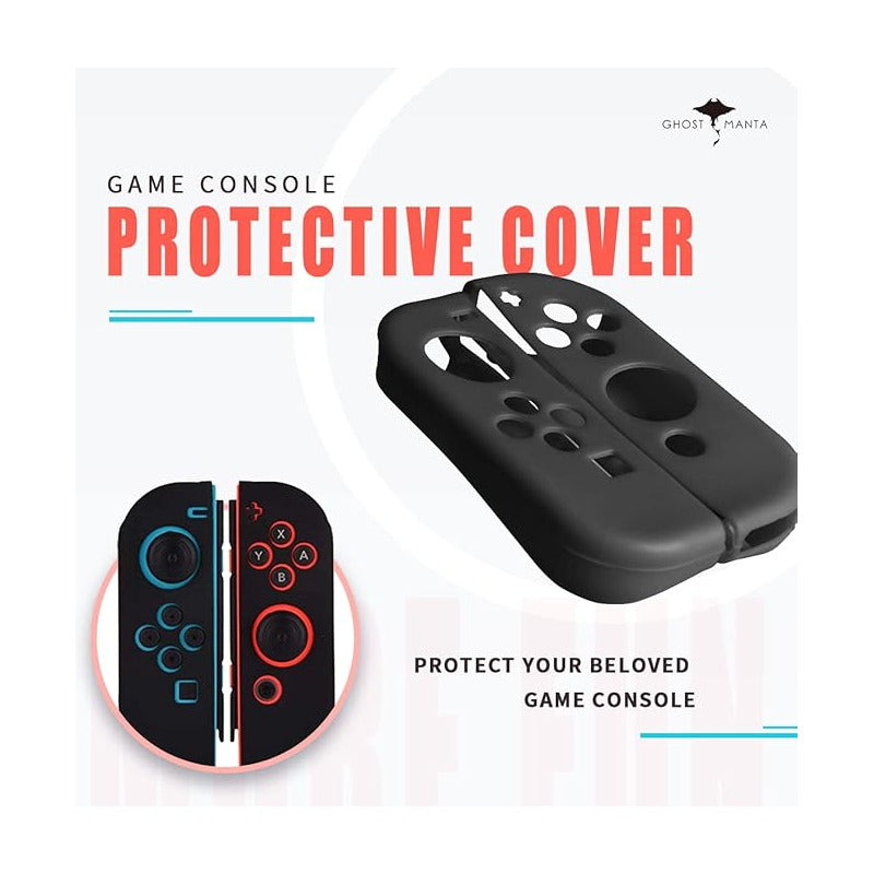 JUEGO PROTECTOR SILICONA CONTROL PARA NINTENDO SWITCH & OLED NEGRO