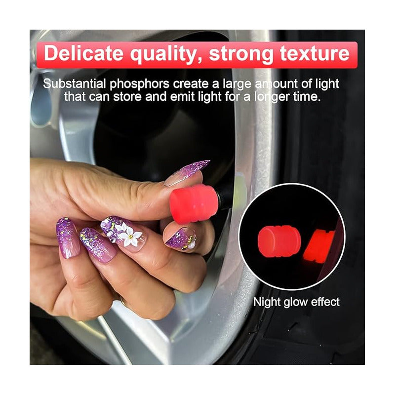 JUEGO TAPA VÁLVULA AIRE NEUMÁTICO LLANTA FLOURESCENTE BRILLA