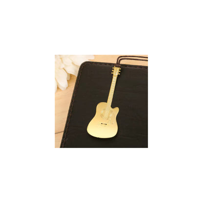 MARCA PÁGINAS GUITARRA REVISTA AGENDA MÚSICA NOTAS LIBRO   DORADO GUITARRA