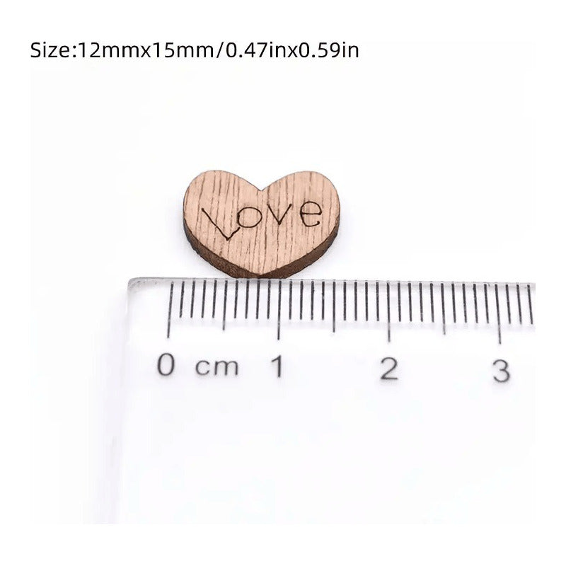 10X CORAZONES MADERA LOVE MANUALIDADES REGALOS ADORNOS CUTE CHOCOLATE 1 CM 4 CM