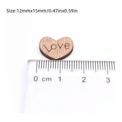10X CORAZONES MADERA LOVE MANUALIDADES REGALOS ADORNOS CUTE CHOCOLATE 1 CM 4 CM