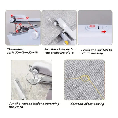 MÁQUINA COSER PORTATIL COMPACTA BATERÍA AAA SASTRERÍA BLANCO 6V