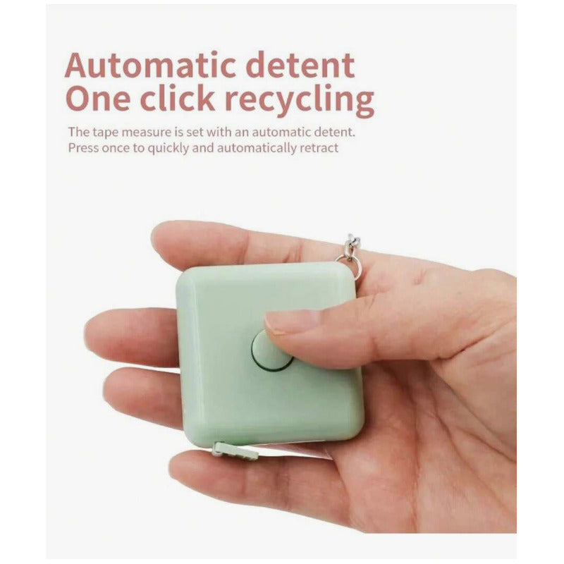 CINTA MÉTRICA CORPORAL RETRÁCTIL VERDE LLAVERO BOLSO CARTERA VERDE CLARO
