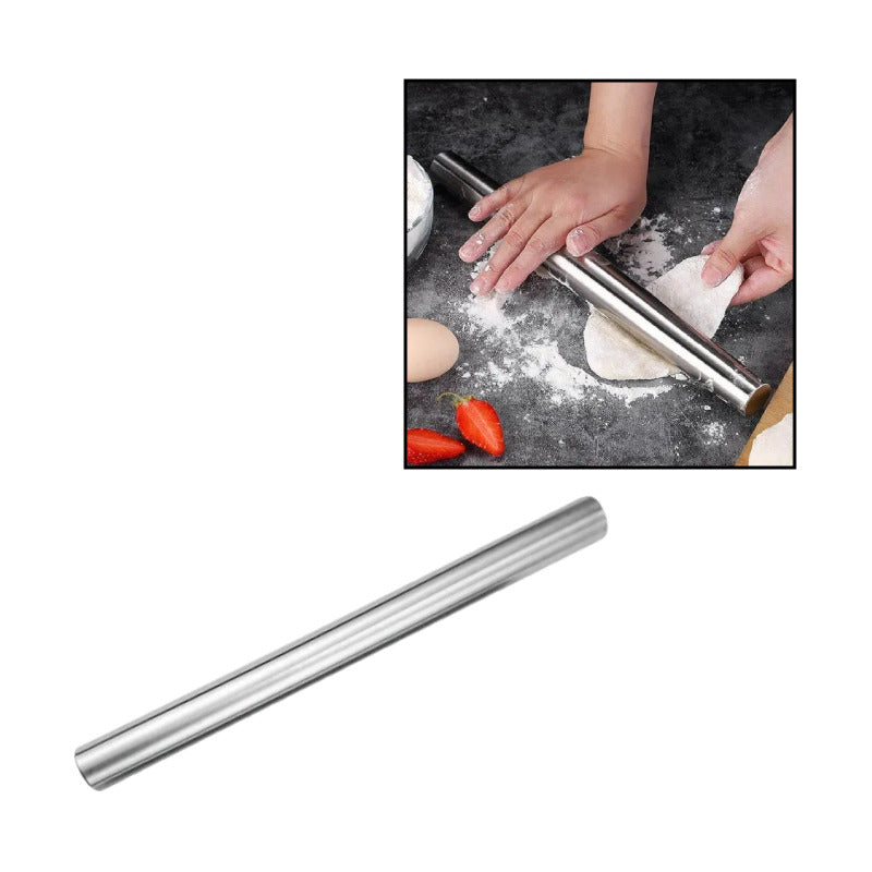 RODILLO ACERO INOXIDABLE 30CMS LIGERO PASTELERÍA PANADERÍA PLATEADO
