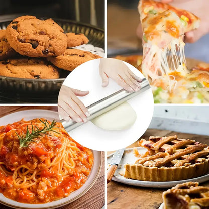 RODILLO ACERO INOXIDABLE 25CMS LIGERO PASTELERÍA PANADERÍA PLATEADO