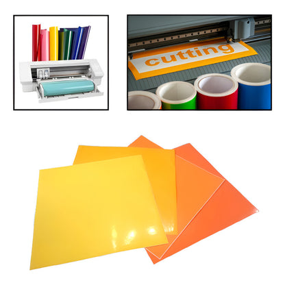 4X VINILO 12X12 GAMA CÁLIDO AMARILLO NARANJA BRILLANTE CAMEO MULTICOLOR