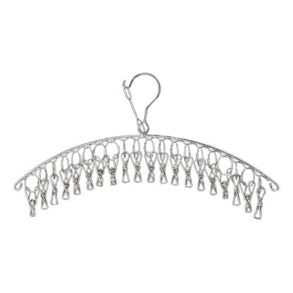 GANCHO ROPA INTERIOR MEDIAS METALICO ARCO 20 CLIPS DURABLE PLATEADO