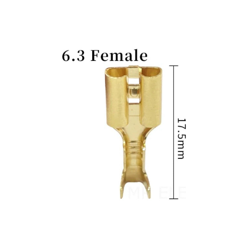 10X CONECTOR ENCRIMPADO 6.3 HEMBRA 17.5MM CONEXION ELECTRICO COBRE