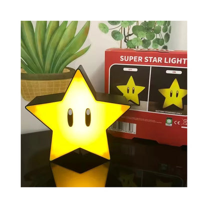 LÁMPARA USB RECARGABLE SUPER STAR MARIO BROS SONIDO JUEGO NEGRO AMARILLO 5V