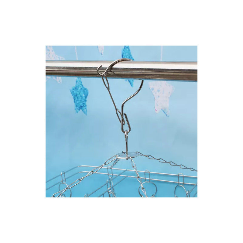 GANCHO ROPA INTERIOR MEDIAS METALICO CUADRADO 20 CLIPS SOLID PLATEADO