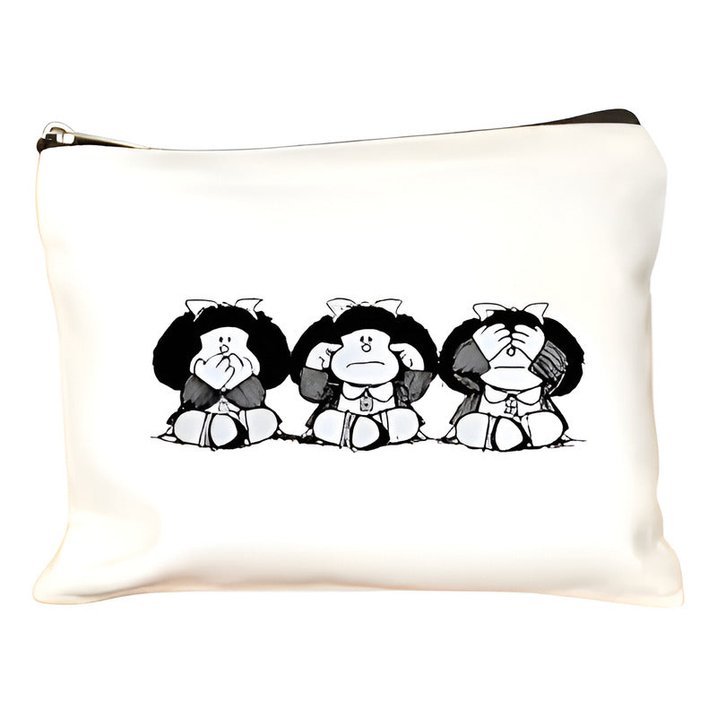 CARTUCHERA COSMETIQUERA MAFALDA 3 MONKEYS MAQUILLAJE LABIAL BLANCO MAFALDA