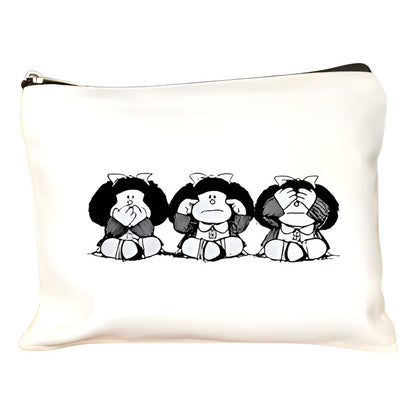 CARTUCHERA COSMETIQUERA MAFALDA 3 MONKEYS MAQUILLAJE LABIAL BLANCO MAFALDA