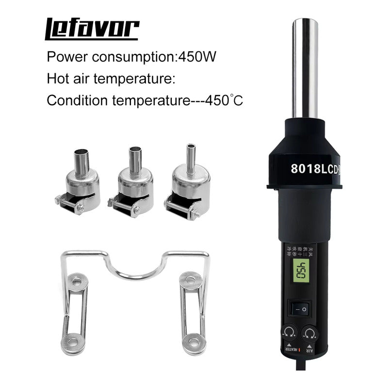 PISTOLA CALOR DIGITAL LCD 110V ESTACIÓN SOLDADURA AJUSTABLE GRIS OSCURO 110V