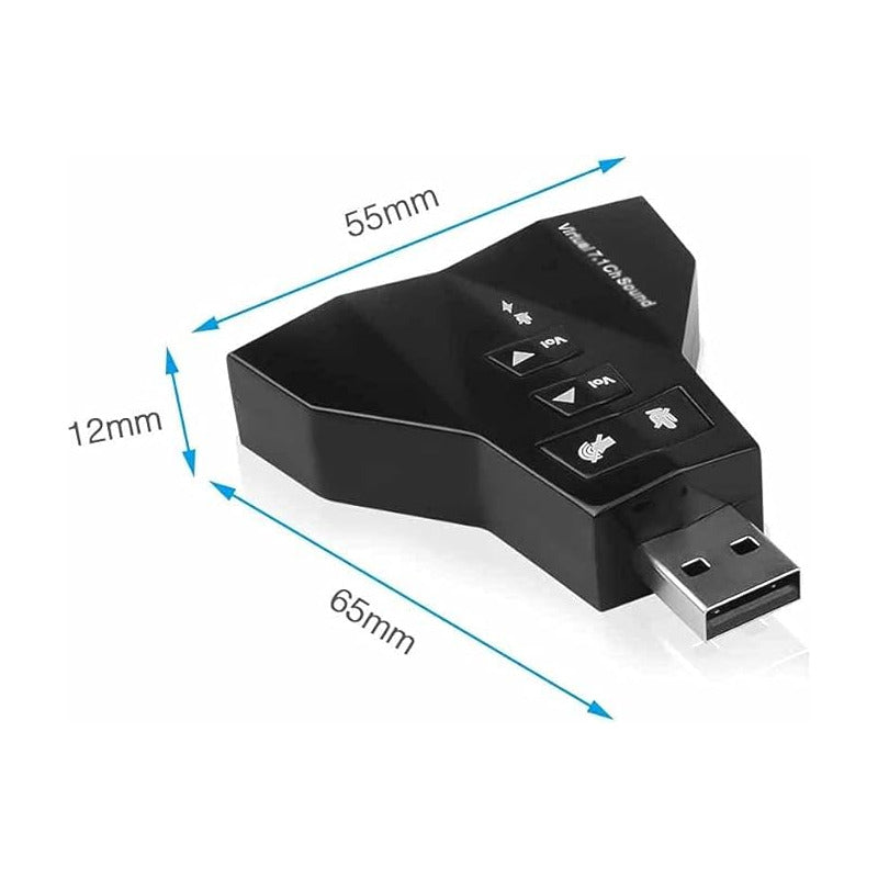 ADAPTOR USB AUDIO DUAL 7.1 VIRTUAL 3D MICRÓFONO AUDÍFONOS