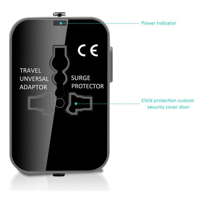 ADAPTADOR CORRIENTE AC VIAJE UNIVERSAL EU US AU UK 2X USB